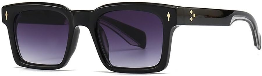 

Модные прямоугольные солнцезащитные очки с заклепками и градиентным переходом цвета, мужские солнцезащитные очки в винтажном стиле, темно-зеленые, трендовые женские солнцезащитные очки GHVWYX, Black Gray Gradient