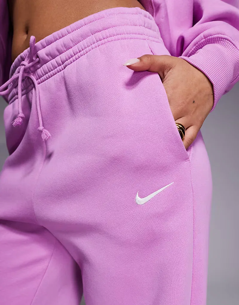 Спортивные брюки Nike Phoenix Fleece с высокой талией и широкими штанинами, розовый — фото 3