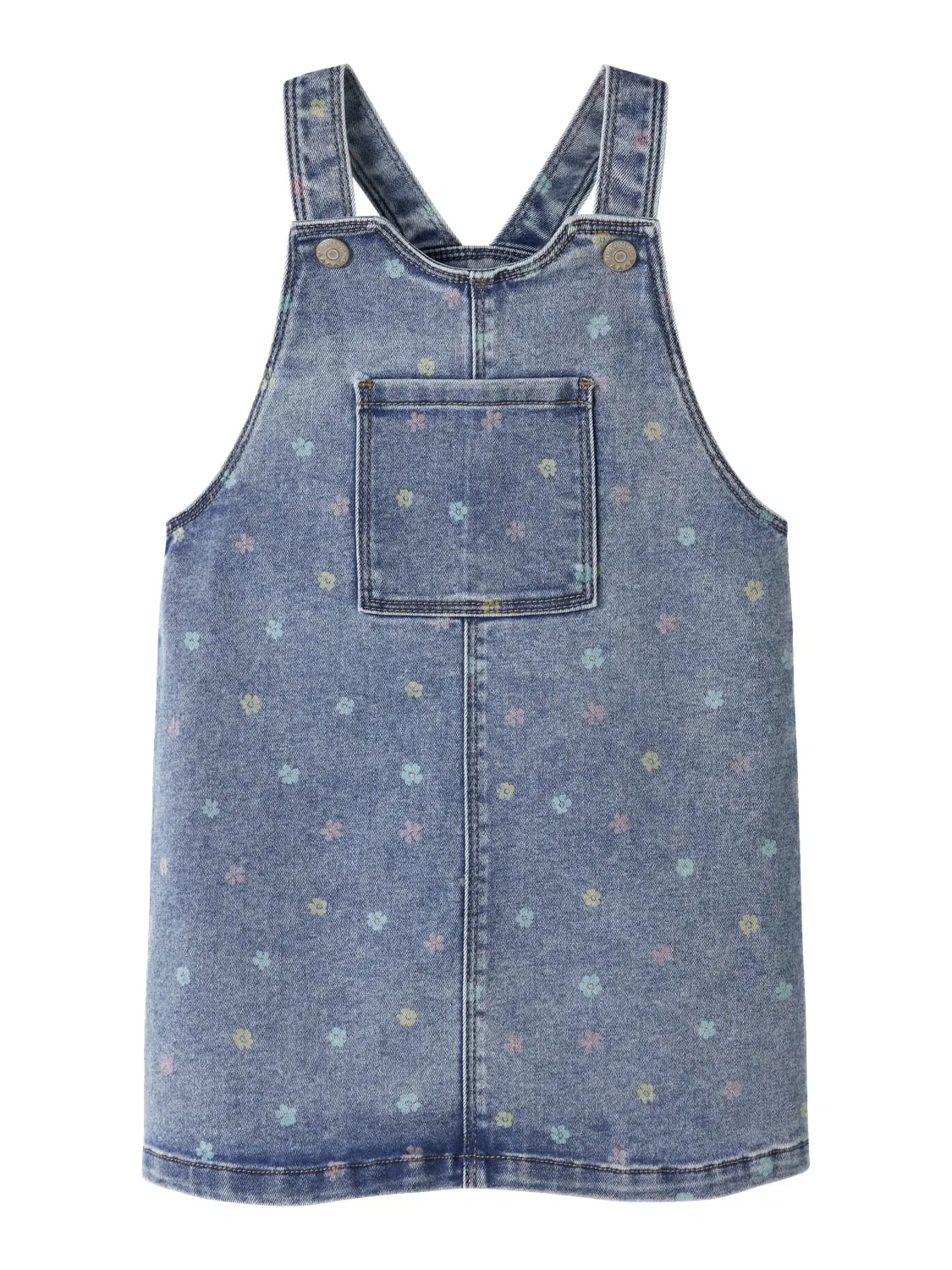Джинсовый сарафан с цветочным принтом, Name it, medium blue denim