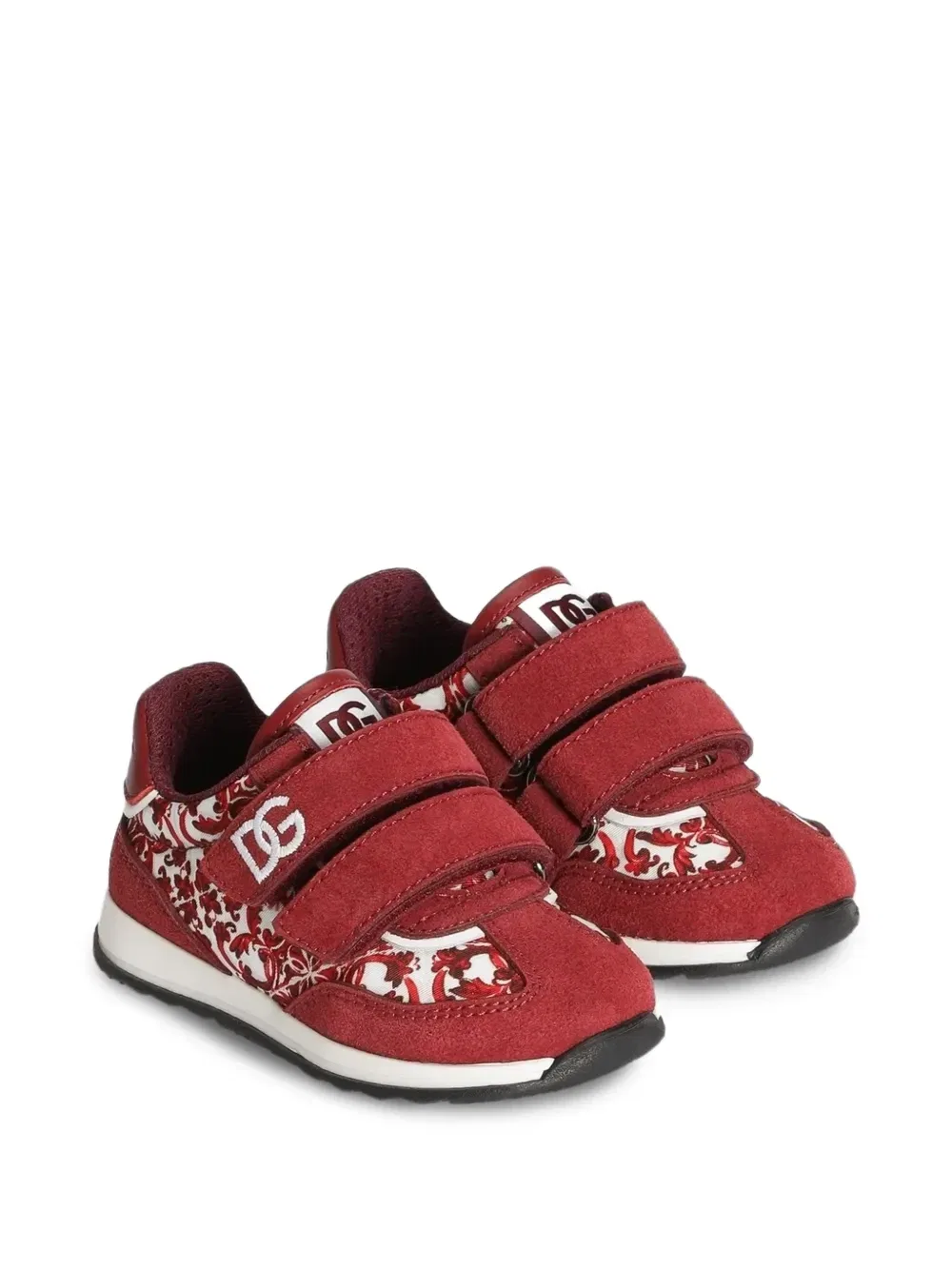 Кроссовки-подушки из нейлона с принтом "Майолика" Dolce & Gabbana Kids, красный