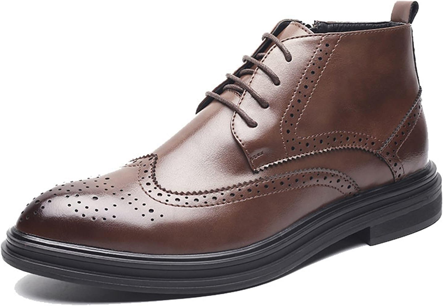 

Ботинки с круглым носком на шнуровке для мужчин, дерби, с резьбой, броги, с крылатым носком, потемневший носок, размер, молния, ПУ, водонепроницаемые, с высоким каблуком, противоскользящие, классические, формальные, винтажные Xjsdjhount, коричне...