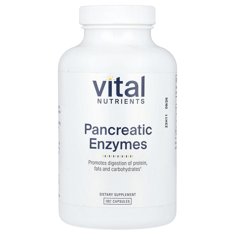 

Vital Nutrients, Ферменты поджелудочной железы, 180 капсул