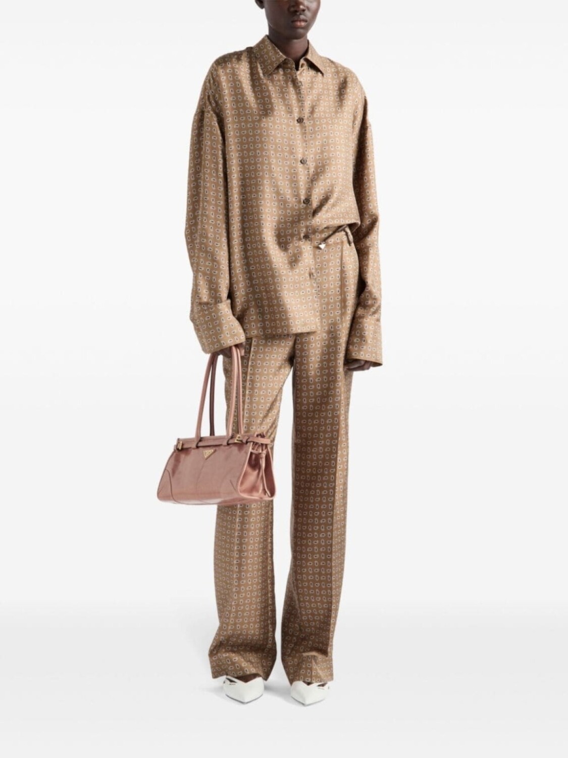 

Prada шелковая рубашка с мини-узором пейсли, коричневый