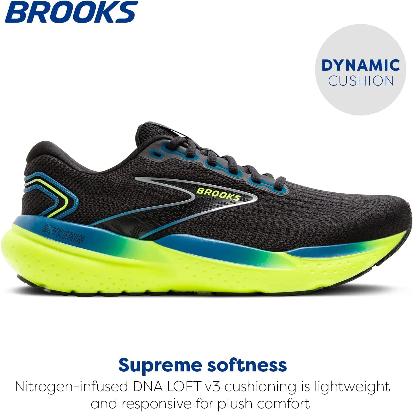 Мужские беговые кроссовки Brooks Glycerin 21 нейтрального цвета, Black Blue Nightlife — фото 2