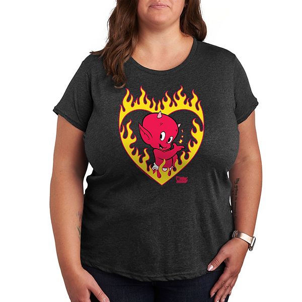 

Футболка с принтом Plus hot stuff flame heart Licensed Character, Heather Charcoal