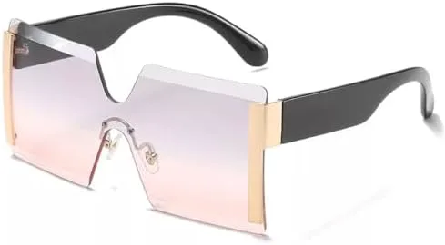 

Солнцезащитные очки без оправы большого размера, квадратной формы, винтажный стиль, градиентные прозрачные солнцезащитные очки, модель 2026 года MTZJH, C7