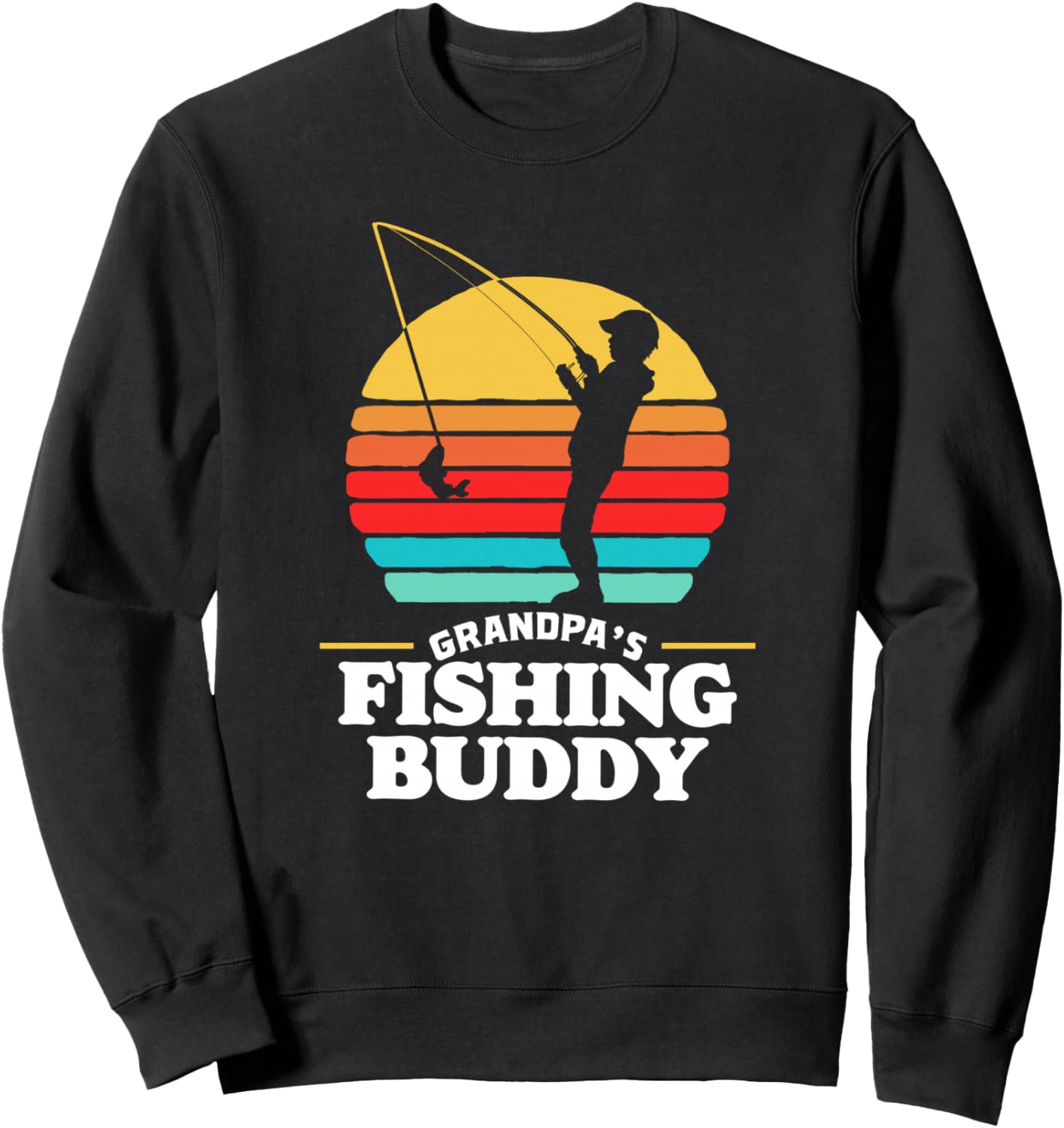 

Милая ретро-толстовка с изображением заката в стиле 80-х для детей Друг дедушки по рыбалке Symbiosis Supply Co., черный