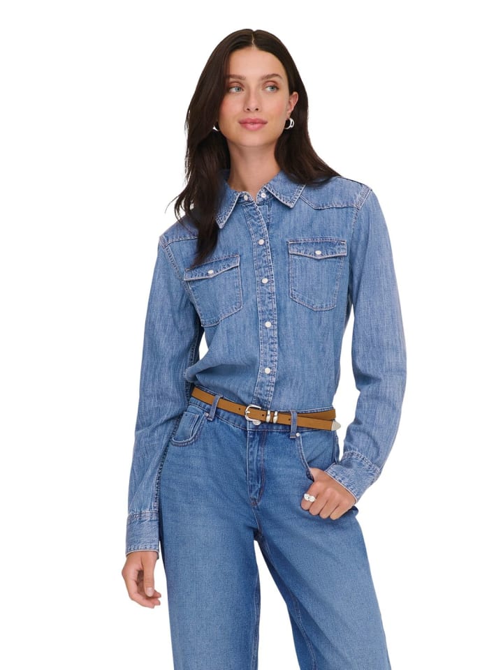 

ONLY Рубашка ONLCHARLIZE LS DNM, рубашка AKM синего цвета