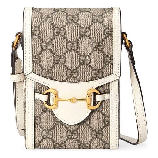 

Сумка Gucci Horsebit 1955 Logo Canvas Phone Shoulder Bag 'Mini Ebony White'