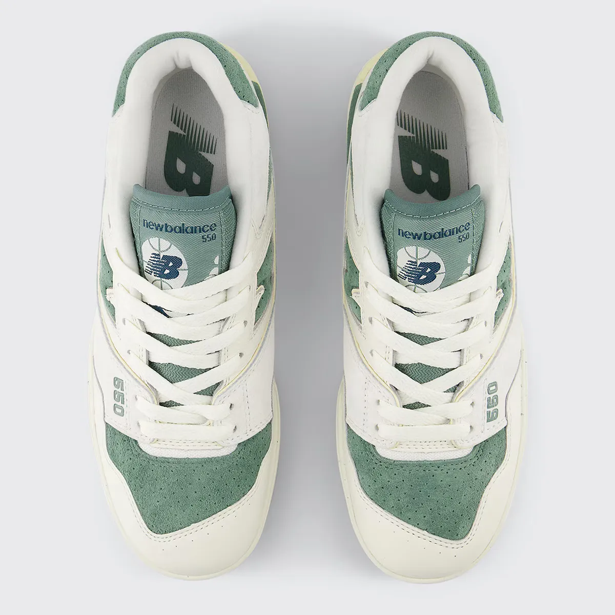 Женские повседневные кроссовки New Balance BBW550PE, белый/зеленый — фото 3
