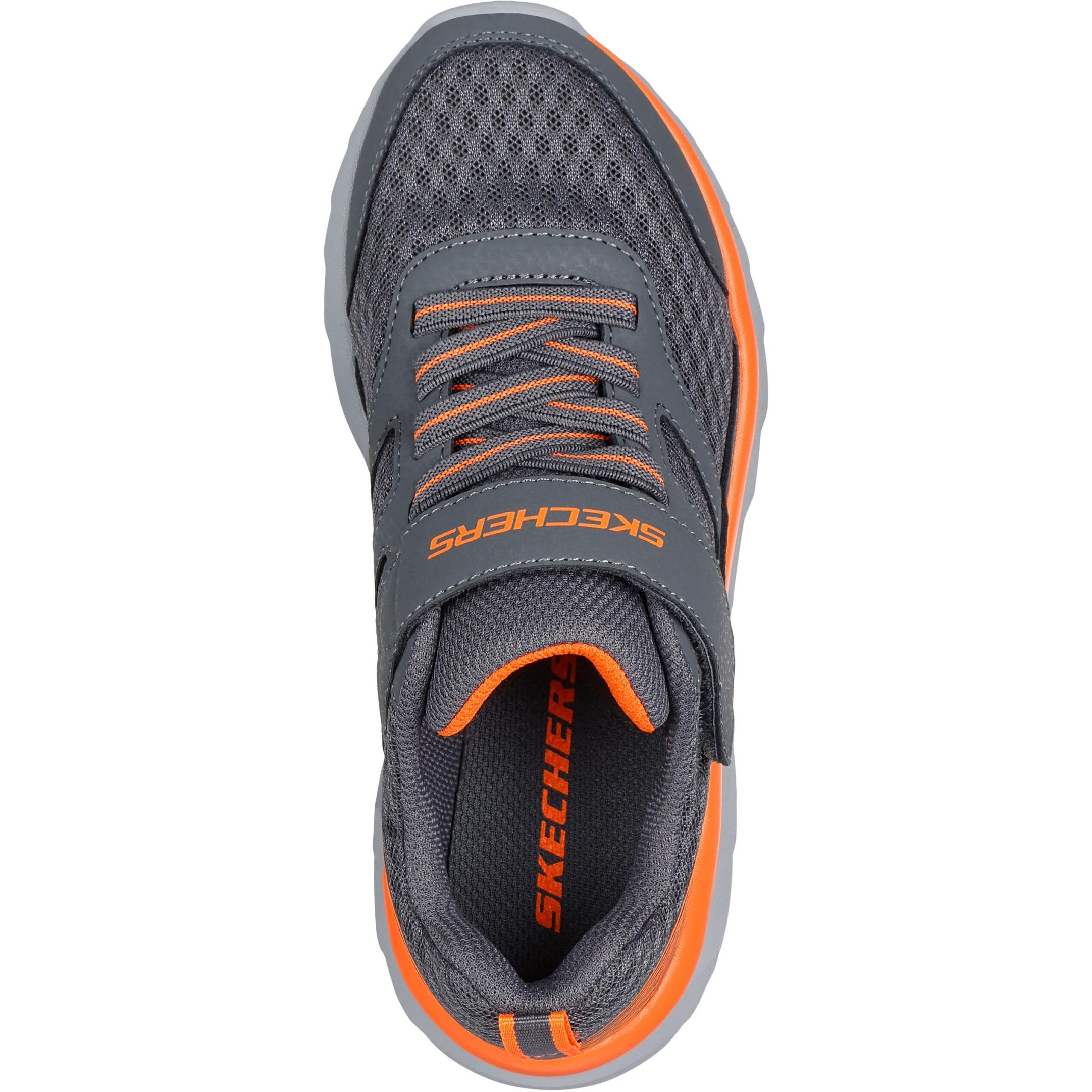 Skechers Kids Низкие детские повседневные ботинки Slip Resistant Shock Absorbers для детей 3-7 лет, серо-оранжевые — фото 3