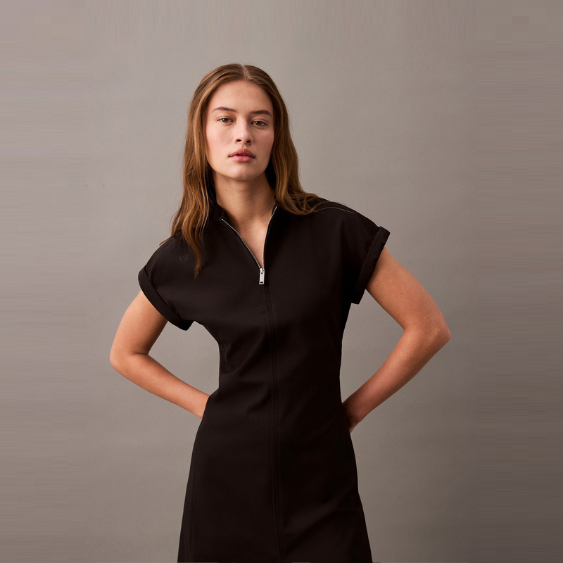 SS25 Короткое платье с короткими рукавами Women's Space Black Calvin Klein, черный — фото 4