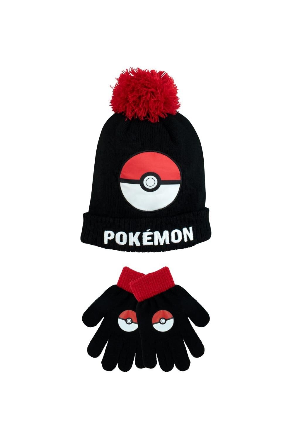 

Комплект зимней шапки и перчаток Pokemon, черный