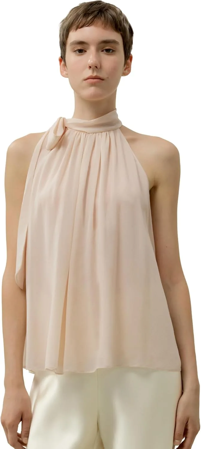 

LilySilk Женская майка-топ на бретелях с бантом из чистого шелка для летнего отдыха