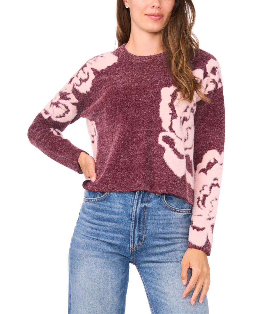 

Женский жаккардовый свитер с цветочным принтом и круглым вырезом Sam & Jess, Zinfandel/zephyr