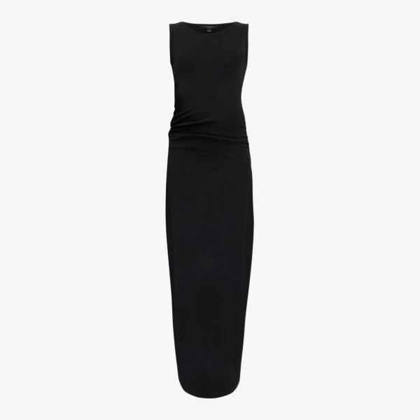 

Хлопковое платье макси приталенного кроя katarina со сборками по бокам Allsaints, черный