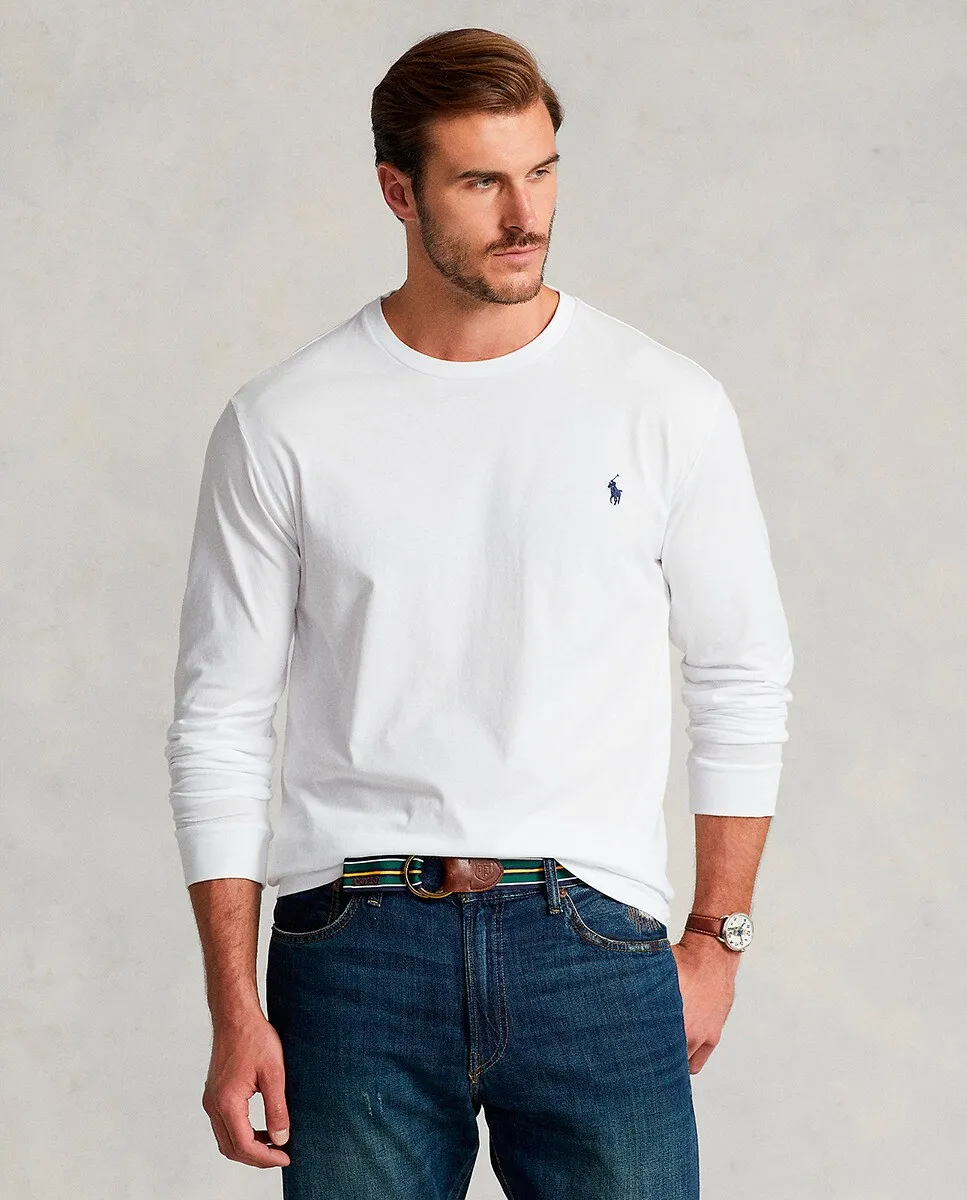 

Мужская хлопковая футболка с вышивкой лошади больших размеров Polo Ralph Lauren, белый