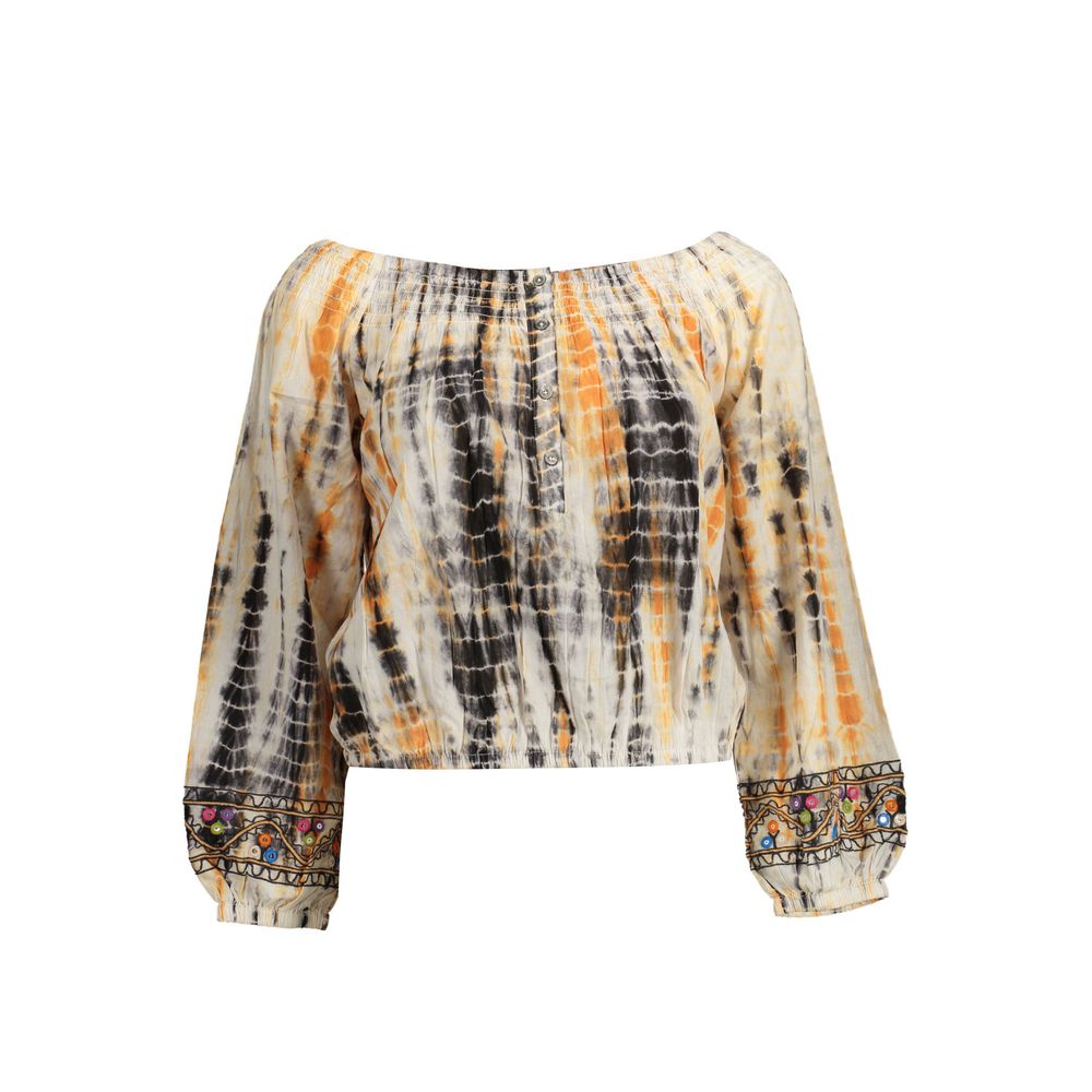 

Бежевый хлопковый женский топ Desigual