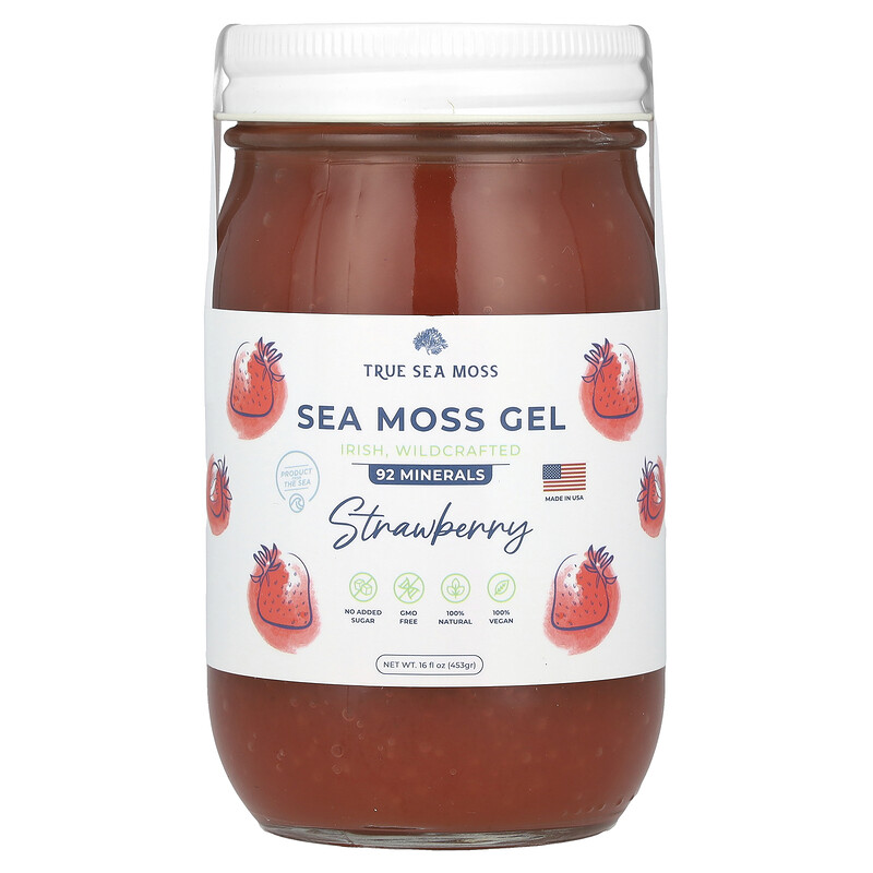 

True Sea Moss, Гель с морским мохом, клубника, 453 г (16 жидк. унц.)