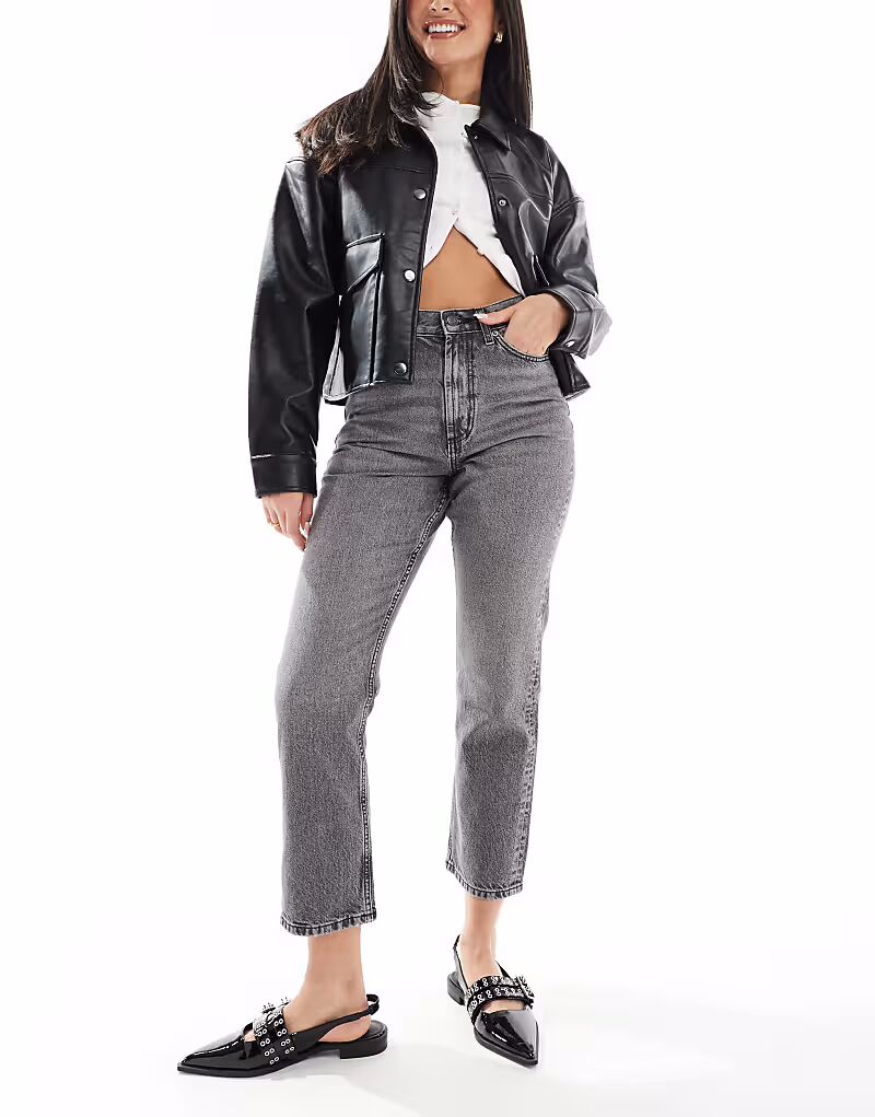 

Укороченные джинсы прямого кроя со средней посадкой серого цвета Asos Design