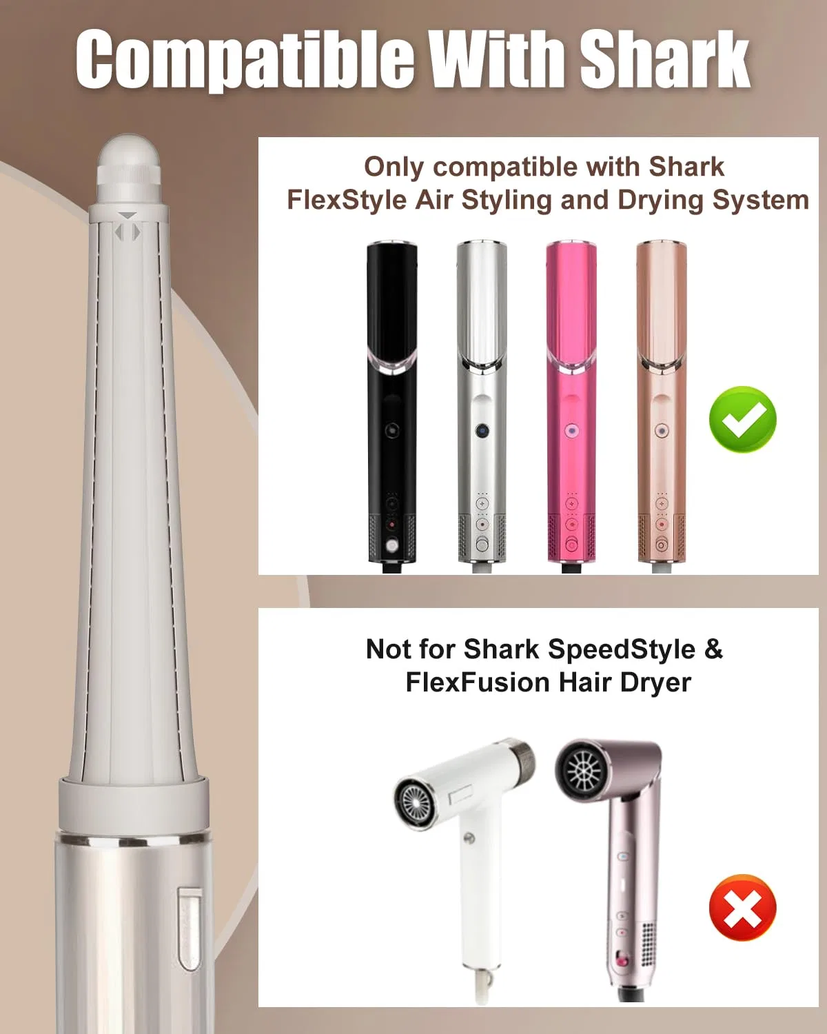Длинные насадки-бигуди для Shark FlexStyle 3/4 до 1.4 дюйма Chuancheng — фото 2