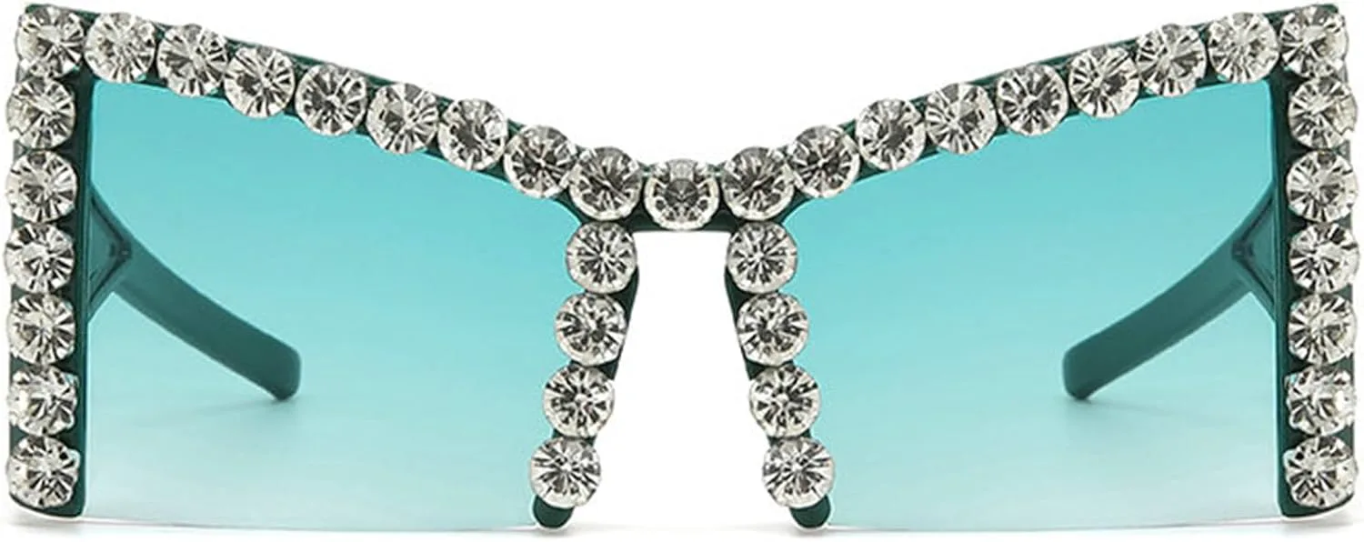 

Солнцезащитные очки Willochra Oversized Diamond Sunglasses Women y2k Rhinestone Cat Eye Sunglasses Vintage Men bling party sunglasses Eyewear F25 (green), Green