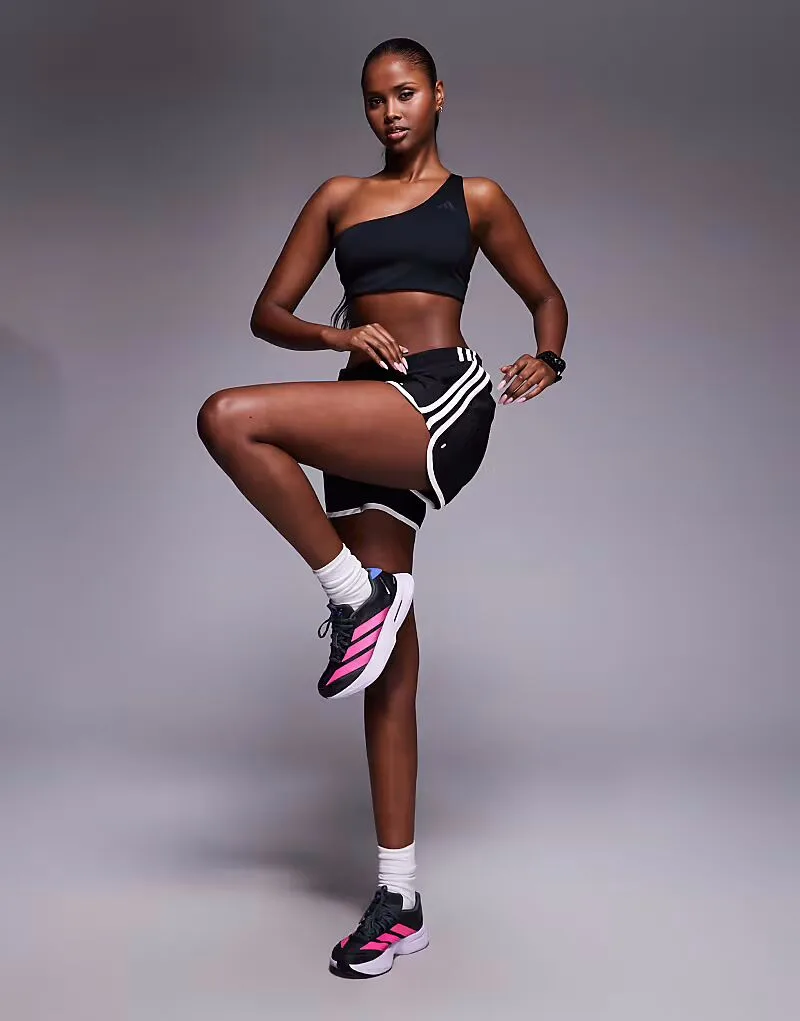 Adidas performance Спортивный бюстгальтер Adidas Training Optime с ребристой текстурой и легкой поддержкой, на одно плечо, черный — фото 2