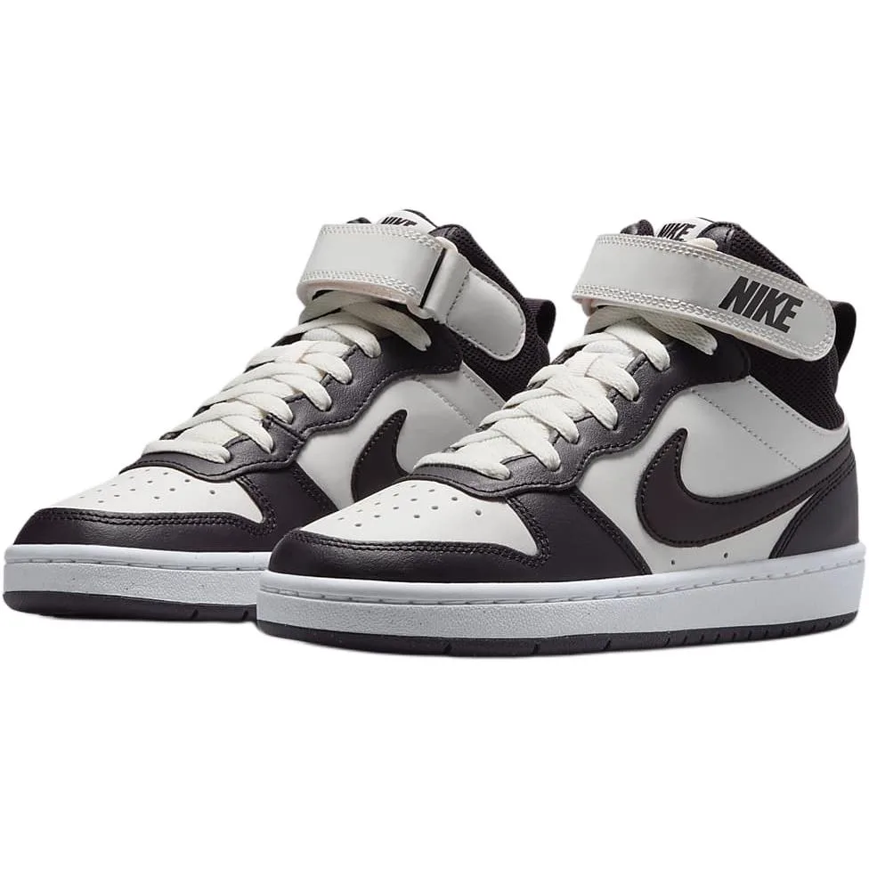 Nike Кроссовки для скейтбординга Court Borough 2 Leather Slip Resistant Abrasion Resistant Mid top детские бело-бордовые — фото 4