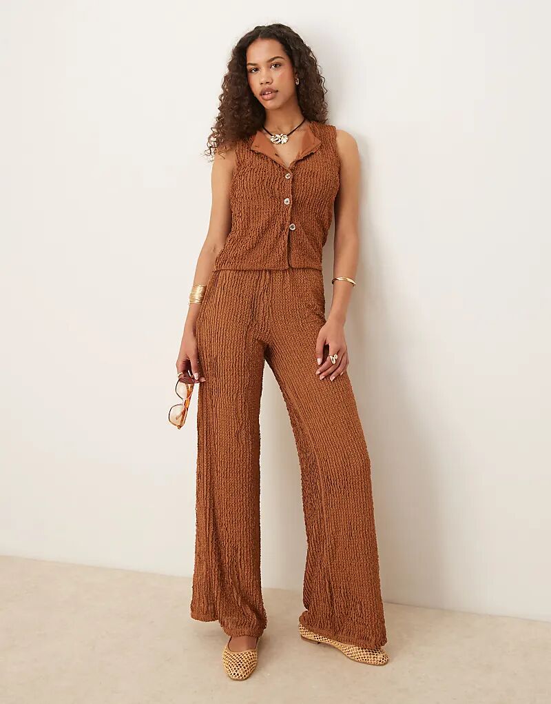 

Широкие брюки ASOS DESIGN, фактурные, коричневого цвета
