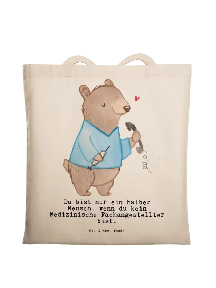 

Сумка для переноски Mr & Mrs Panda Medizinische Fachangestellter Herz, кремовый