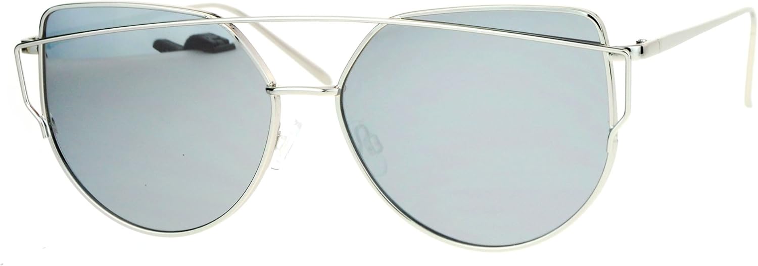 

Женские солнцезащитные очки в стиле ретро, ​​полукруглые, с металлической оправой и проволочным каркасом, защита от УФ-излучения 400 JuicyOrange, Silver (Silver Mirror)