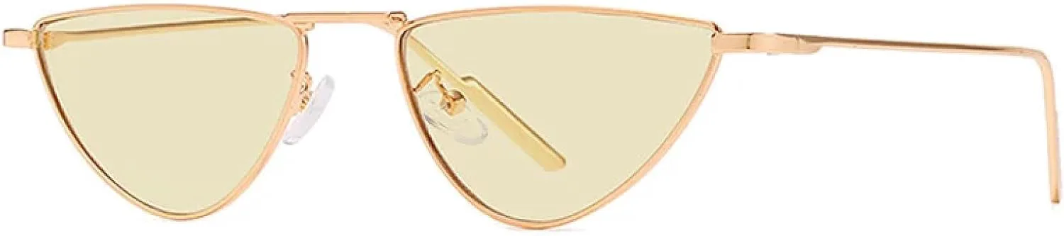 

Панк-метал, солнцезащитные очки «кошачий глаз» для женщин и мужчин, винтажные очки, женские солнцезащитные очки с защитой от УФ-излучения UV400 TKKTLLT, Gold-yellow