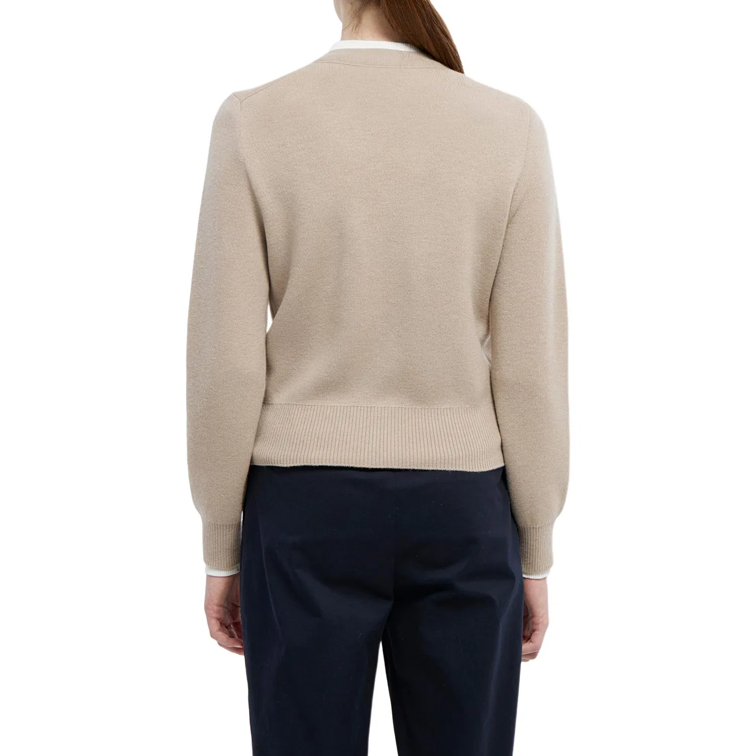 Свитер женский LACOSTE Moderate, V-образный вырез, 02S/Milk Coffee — фото 4