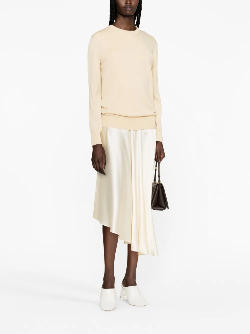 Шерстяной джемпер с круглым вырезом JIL SANDER, нейтральный — фото 2
