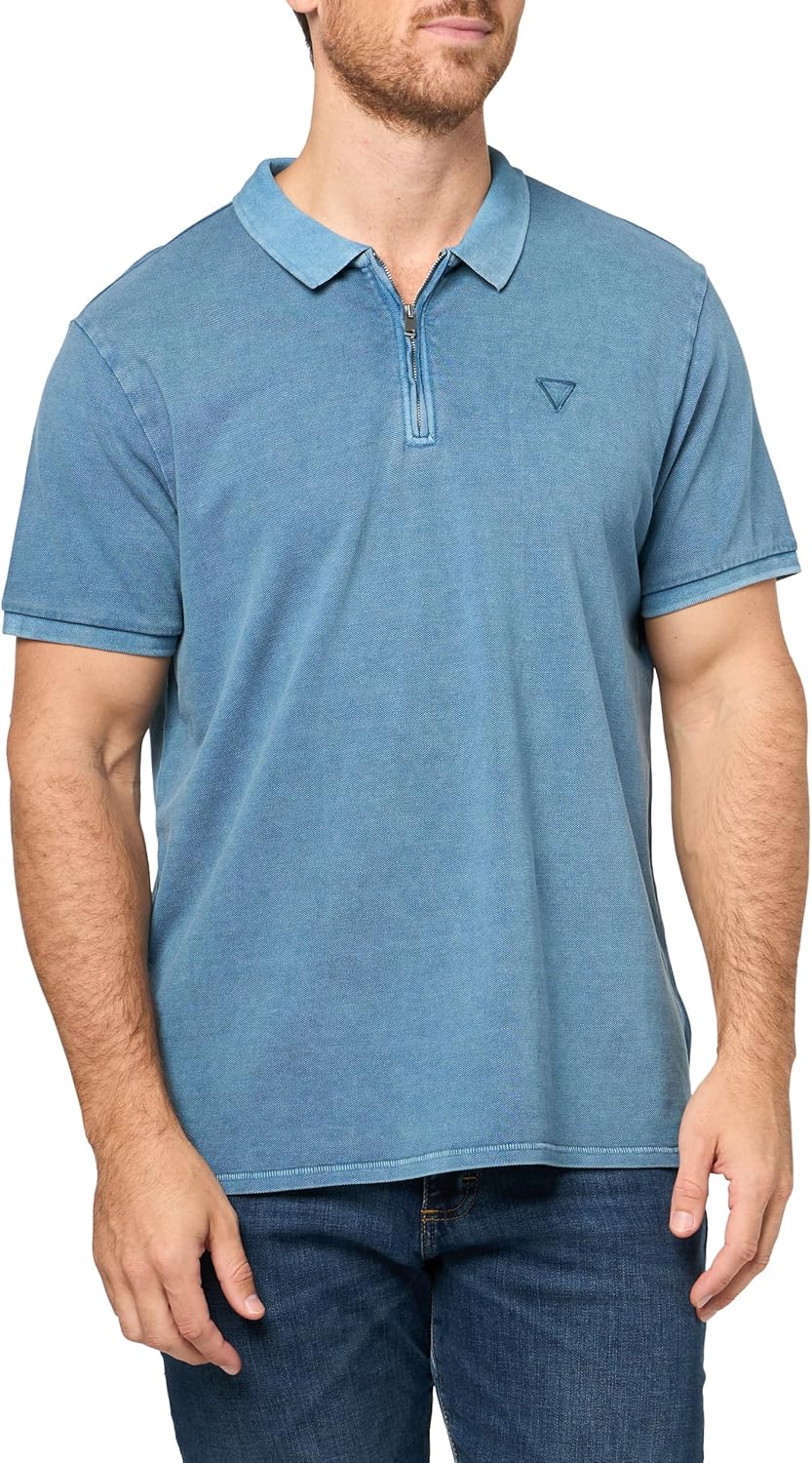 

GUESS Мужская короткая рукав треугольник постиранная поло, New Steel Blue Multi, Синий, GUESS Мужская короткая рукав треугольник постиранная поло, New Steel Blue Multi