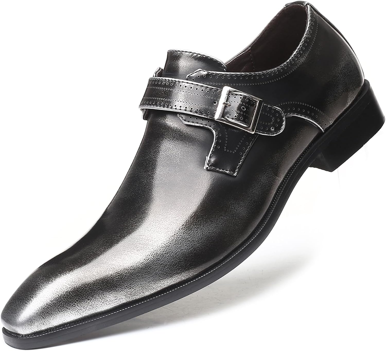 

Мужские классические оксфорды на низком ходу с кожаной застежкой на один ремешок, деловая обувь для работы, модная обувь для выпускного, свадьбы и официальных мероприятий Generic, серебро