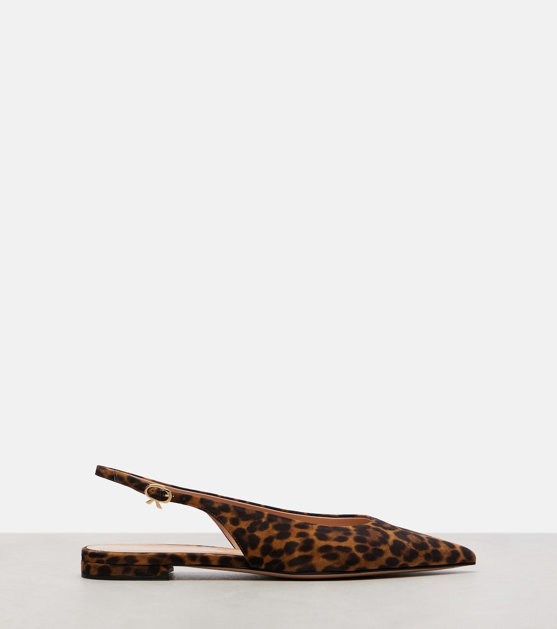 Замшевые балетки Robbie с леопардовым принтом Gianvito Rossi, Almond Leopard Print — фото 4