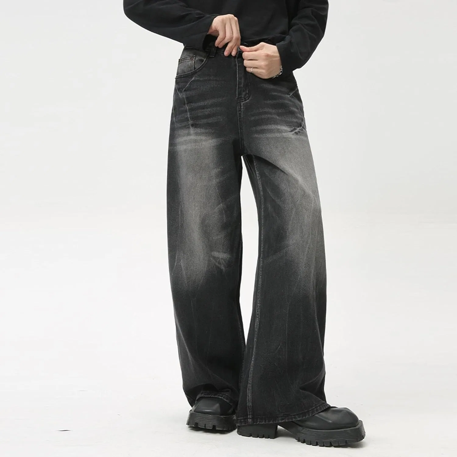 Штаны, свободные, Baggy Jeans, черный — фото 2
