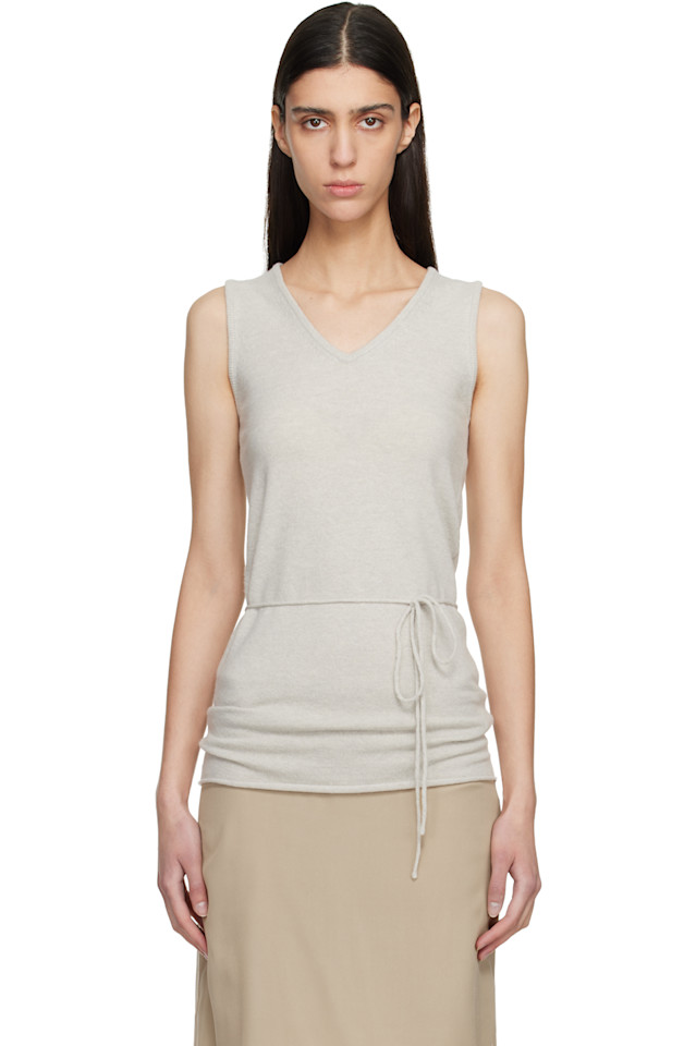 

Le17Septembre Серый топ без рукавов с длинным вырезом