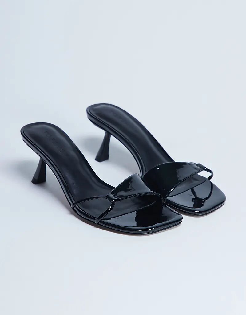 Лакированные мюли Topshop Ily на каблуке черного цвета