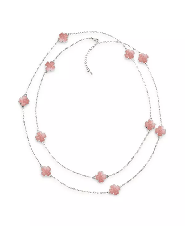 

Ожерелье из цветочной нити с белой, розовой, аквамариновой, черной эмалью, 40 дюймов Bling Jewelry, rose