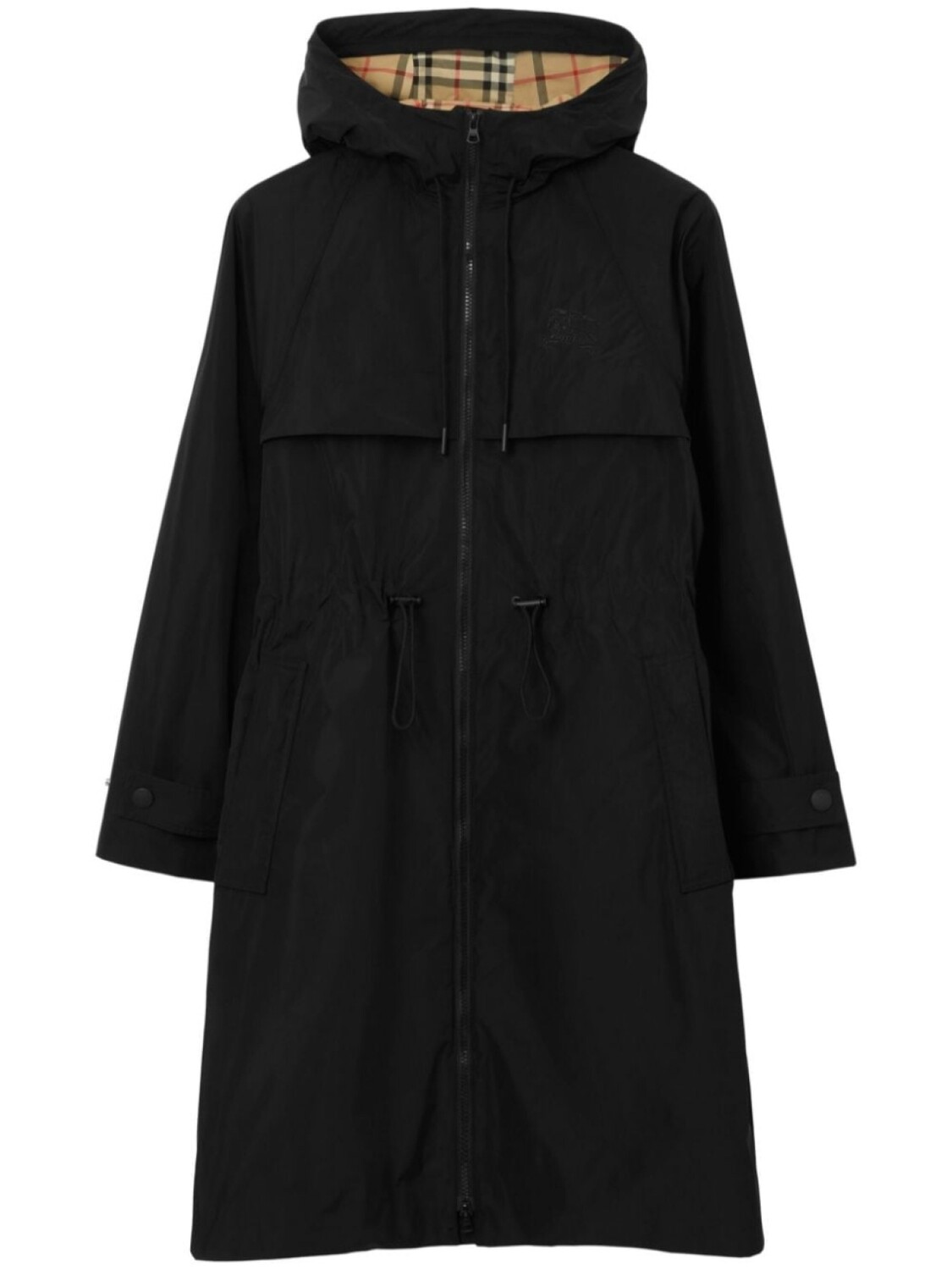 

Burberry пальто с капюшоном и вышивкой EKD, черный