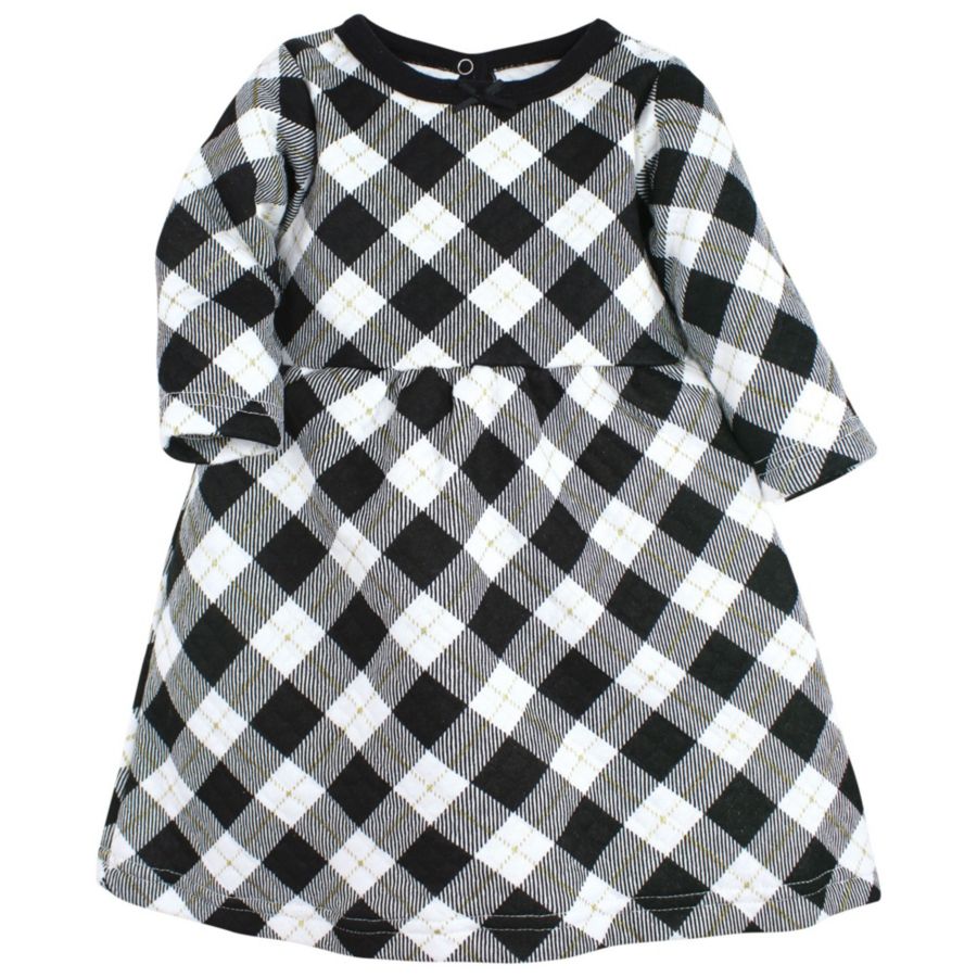 Стеганое хлопковое платье и леггинсы Hudson Baby, Black gold plaid — фото 3