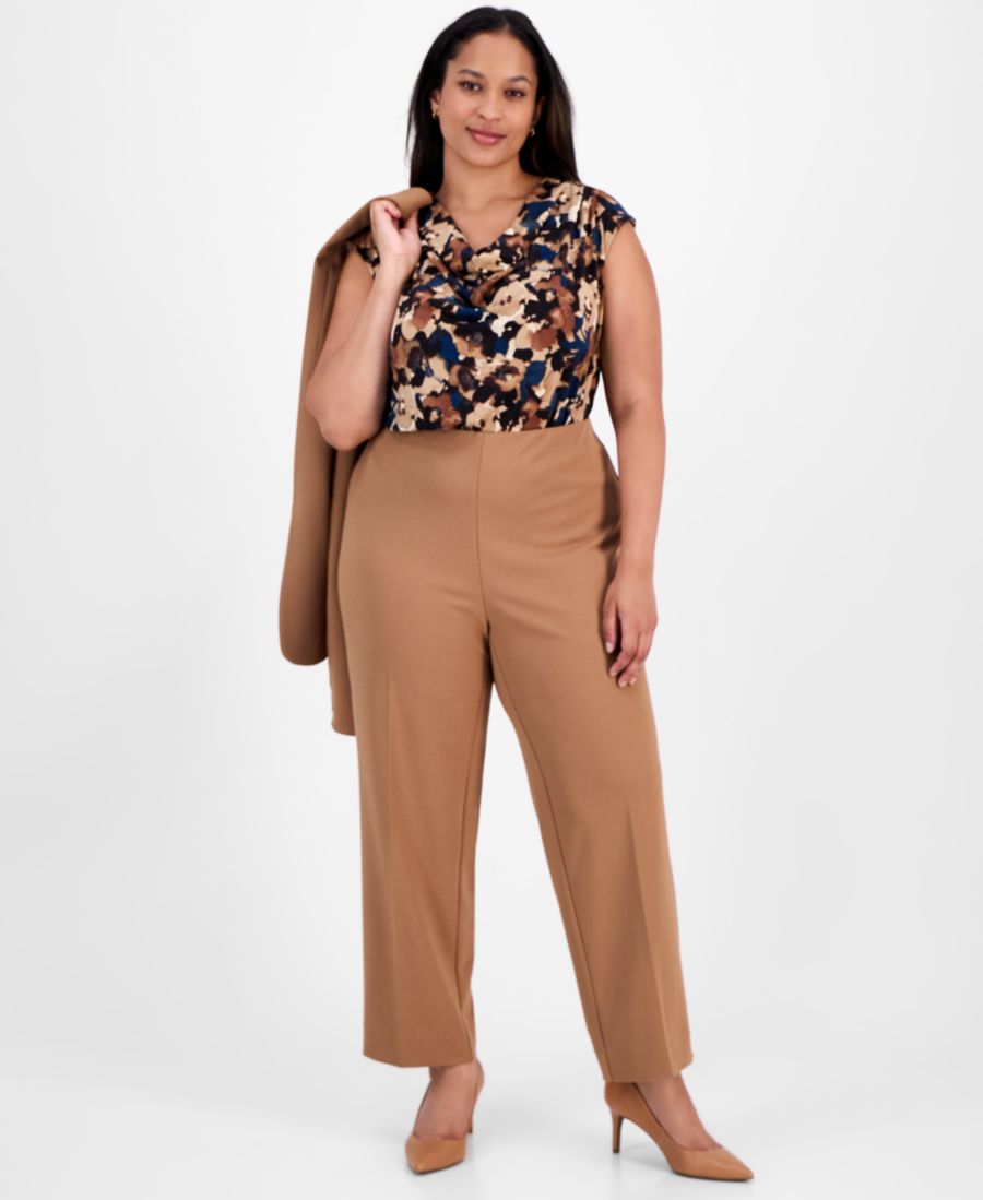 

Брюки больших размеров с высокой посадкой, прямого кроя, длиной до щиколотки Anne Klein, Vicuna