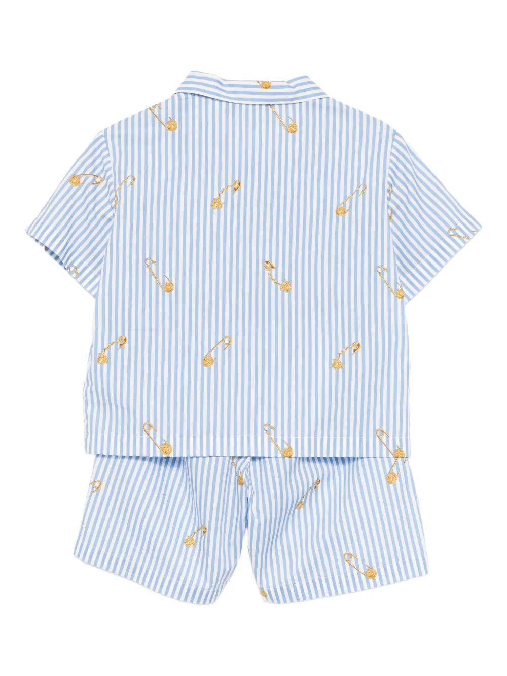 Комплект из футболки и полосатых шортов Versace Kids, синий — фото 2