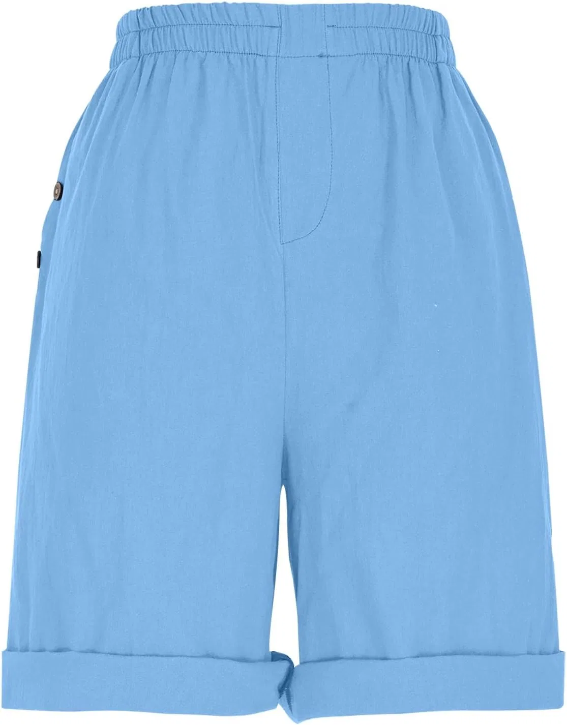 Шорты бермуды женские свободные, хлопок лен, Light Blue — фото 4