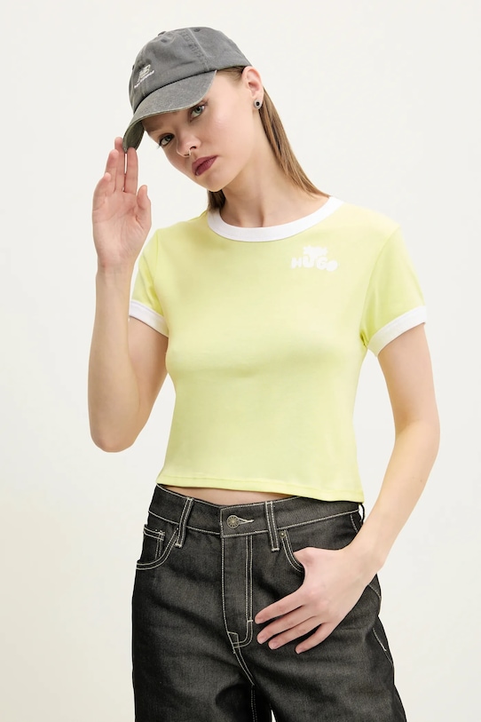 

Хлопковая футболка Hugo Blue, желтый