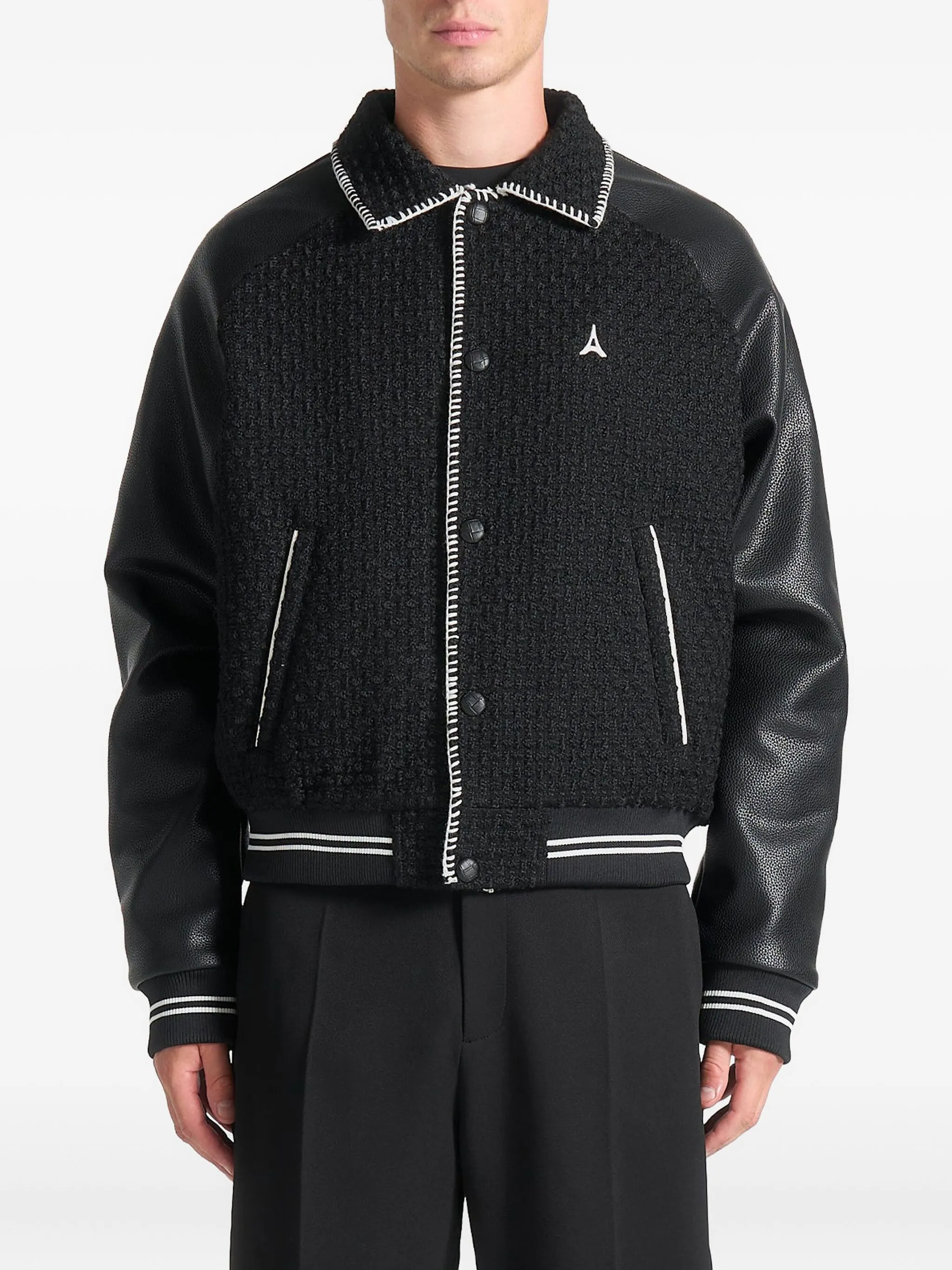 

Твидовый жакет из искусственной кожи Manière De Voir, черный