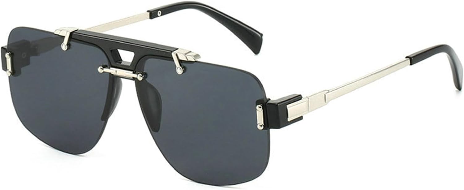 

Willochra Модные большие квадратные солнцезащитные очки для мужчин и женщин в стиле ретро-панк, нестандартной формы, классические, пилотные, черные, с защитой от УФ-излучения UV400, C1