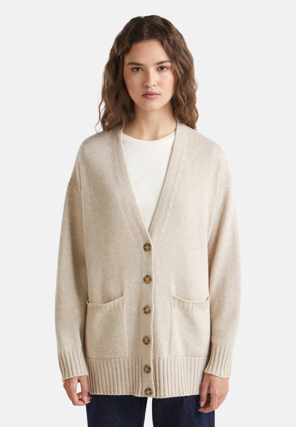 

Кардиган WITH POCKETS United Colors of Benetton, бежевый